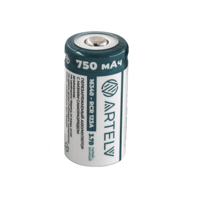 Аккумуляторная батарея RCR123 ARTELV 3.7V Li-Ion 750 mAh