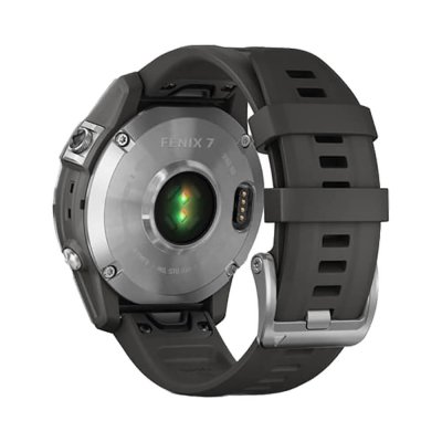 Часы Garmin Fenix 7 серебристый с графитовым силиконовым ремешком